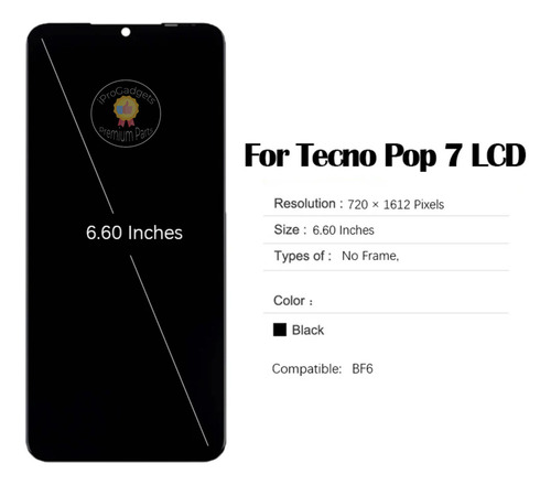 ª Pantalla Táctil Lcd For Tecno Pop 7 Bf6 Spark Go 2023 Bf7n