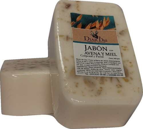 Imagen 2 de 3 de Jabón Avena- Miel Diar 1 Pieza 140 G. Natural Biodegradable