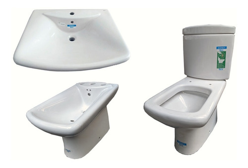 Combo Sidney Inodoro Largo+deposito Apoyo+bidet 3a+lavatorio