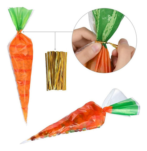 Bolsas De Regalo En Forma De Cono Con Estampado De Zanahoria