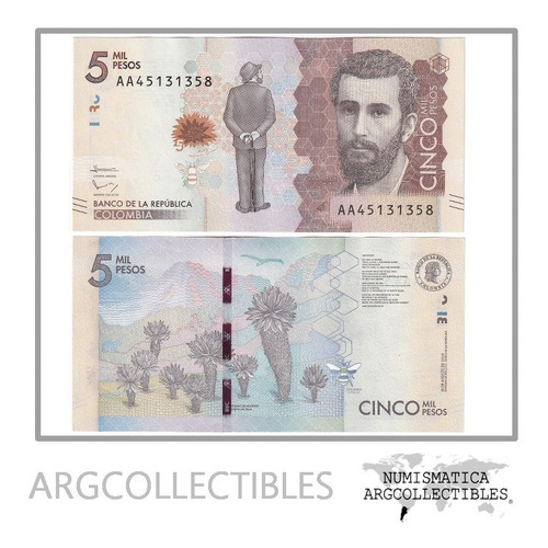 Colombia Billete 5.000 Pesos 2015 P-459 Unc