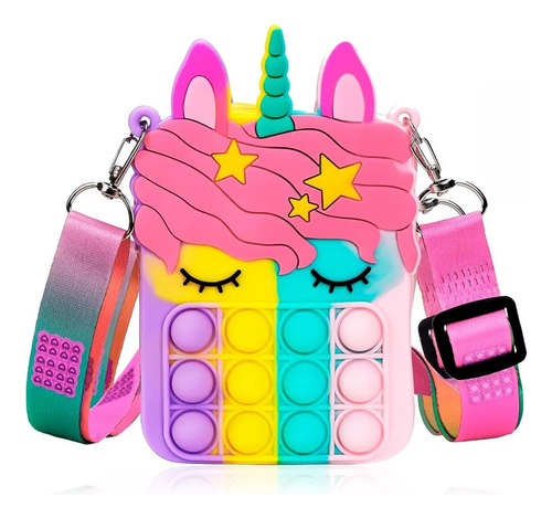 Cartera Pop It Unicornio Color Arco Iris Diversión Juegos  