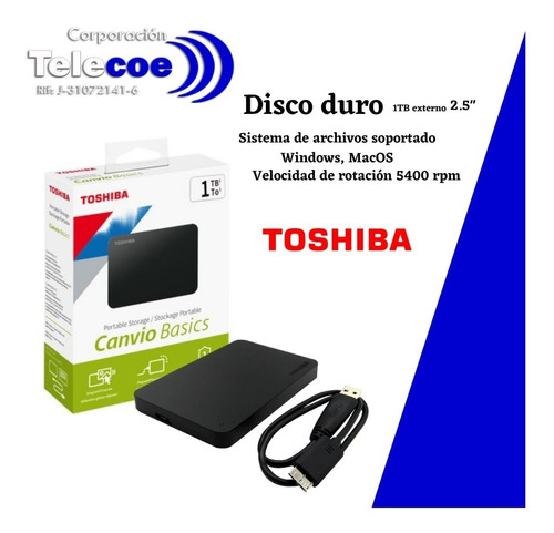 Disco Duro Externo Toshiba  Portable 1tb Terabyte 