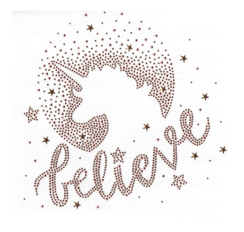 Plancha Strass Tacha Termoadhesiva Unicornio Grande Believe