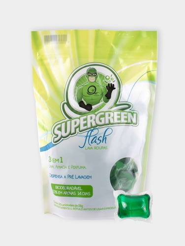 Imagem 1 de 4 de Supergreen Flash Lava, Amacia, Perfuma Sua Roupa 20 Lavagens