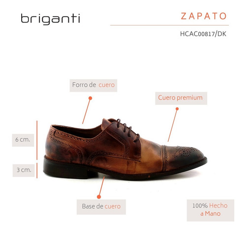 Zapato Cuero Hombre Briganti Acordonado Suela - Hcac00817 Dk