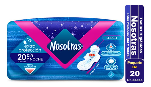 Toalla Higiénica Nosotras Extra Protección Dia Y Noche 20 Un