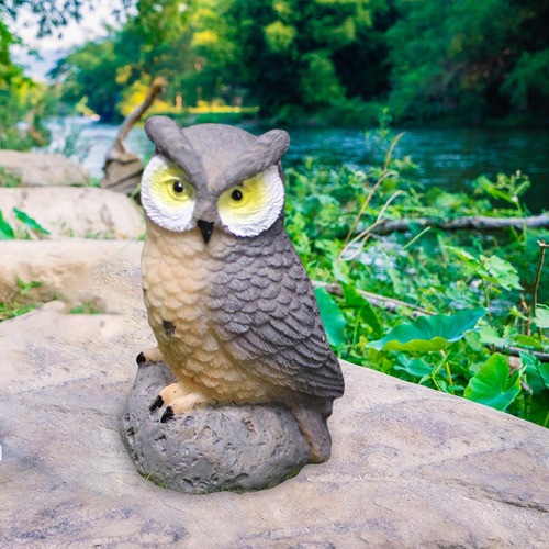 Búho Paisaje Jardín Decoración Miniatura Búho Gris