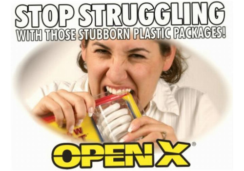 Abridor de pacotes universal Openx Dual Blade Cor Amarillo