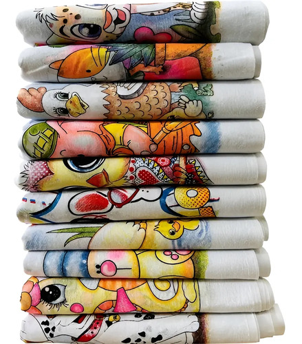 Kit 10 Pano De Prato Estampado 100% Algodão - 35cm X 60cm