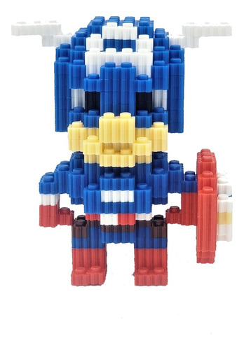 Mini Block Para Armar Capitan America, Con 666 Pzs, 12 Cms