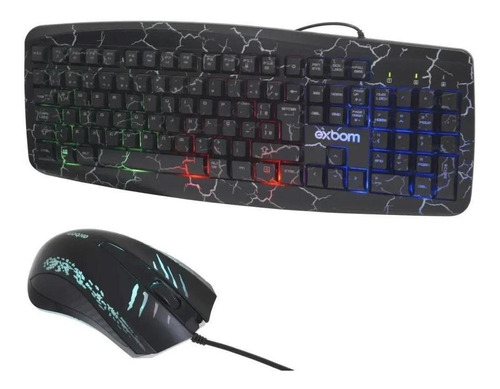 Kit de teclado e mouse gamer Exbom BK-G600 Português Brasil de cor preto