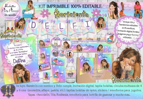 Kit Imprimible Candy Bar Floricienta 100% Editable