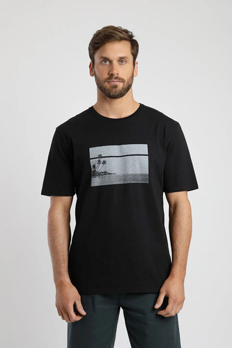 Polera Manga Corta Hombre Playa Negro Froens