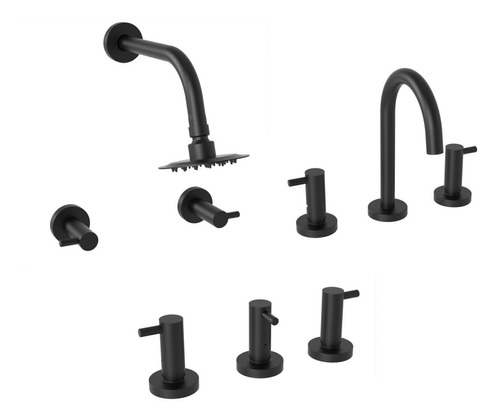 Combo Grifería Hidromet Jet Black Lav Ducha S/t Bidet Premiu