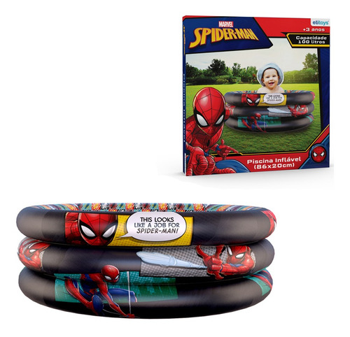 Alberca inflable redonda Etitoys Spiderman de 86cm x 20cm 100L negro caja |  MercadoLibre