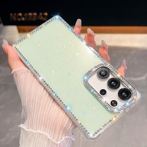 Funda Con Borde Transparente Con Purpurina Y Diamantes De Imitación Para Samsung S25 Ultra S25 +