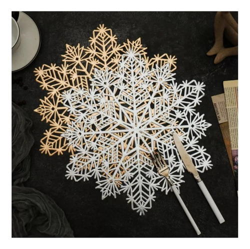 Juego De 8 Manteles Individuales De Copo De Nieve De Navida