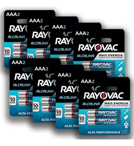 Pilha Alcalina Aaa Rayovac Bateria 3a Palito Kit 16 Unidades