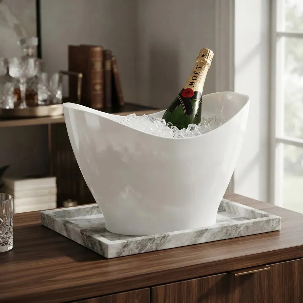 Champanheira Baladeira 9,5l Em Acrílico Cor Branco Lisa