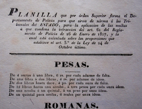 Documento 1830 Oribe Y Lavalleja Pesas Romanas Y Medidas 