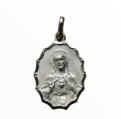 Medalla Plata 925 Sagrado Corazón De Jesús #145 Bautizo 
