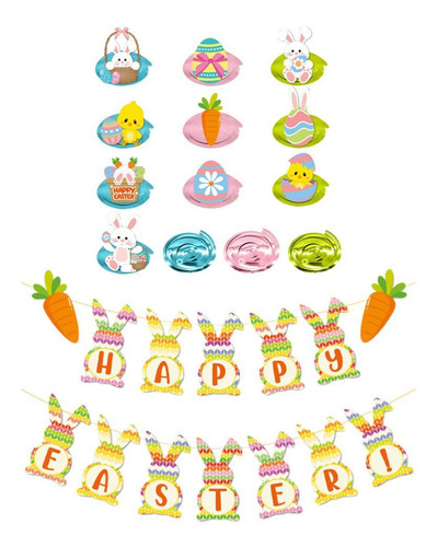 Xj Pancarta De Feliz Pascua, Decoraciones Colgantes En