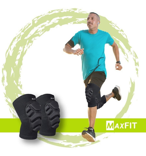 1 Par Rodilleras Deportivas De Proteccion Maxfit Hx920 Color Negro Talla Grande