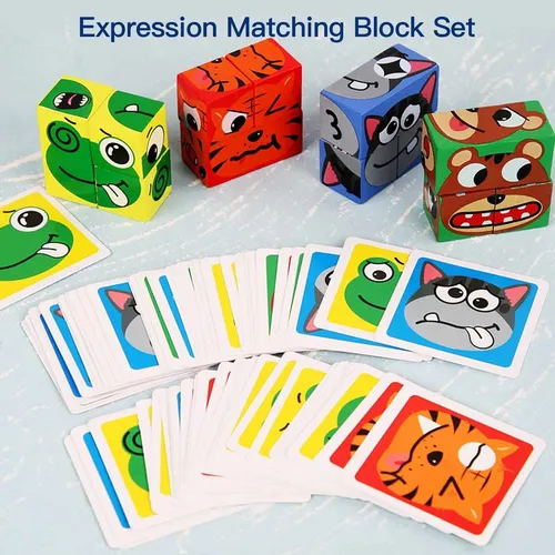 Juego Cubo Rubik Puzzle Face Changing Cambio Emociones Emoji Color De La Estructura Multicolor