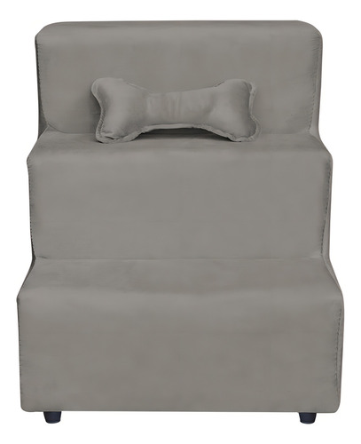 Escada Escadinha Para Pet 3 Degraus Osso Cor Cappuccino Veludo Liberty Móveis