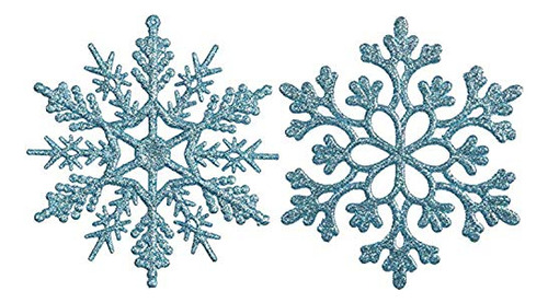 4inch Snowflake Blue Christmas Glitter Ornaments, 36pcs...