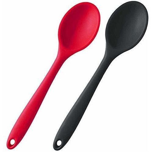 Cucharas Mezcladoras Antiadherentes Rojo Negro 2 Piezas