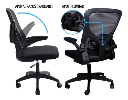  Silla Escritorio Ergonomica Oficina Giratoria Secretarial Computador Brazos Rebatible Magnux