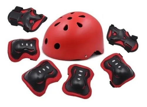 Set Protecciones Rodilleras Coderas Muñequeras Niño + Casco