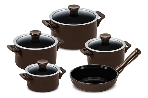 Conjunto De Panelas 5 Peças Indução Cerâmica Clear Ceraflame