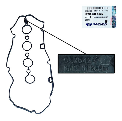 Imagen 4 de 5 de Empacadura Tapa Valvula Chevrolet Cruze 1.8 Original