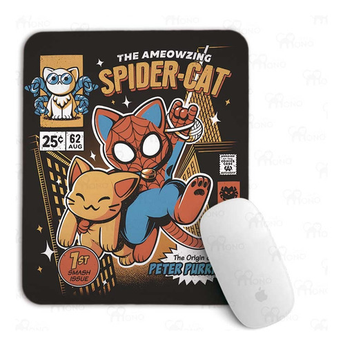 Mouse Pad Diseño Spider Cat Personalizable 18cm X 22cm X 2mm