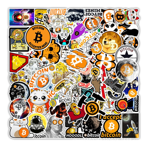 50 Stickers Bitcoin Ethereum Etc