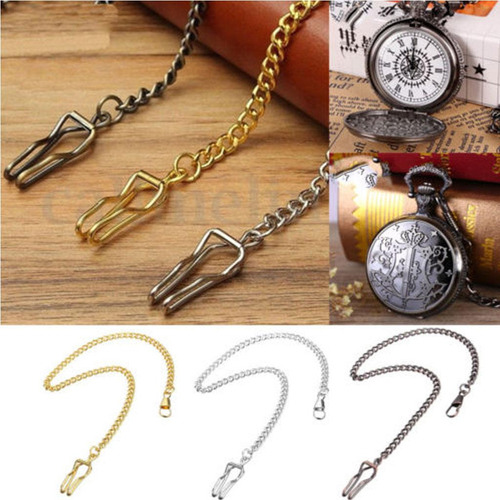 Cadena De Soporte De Reloj De Bolsillo Color Sólido, Plata