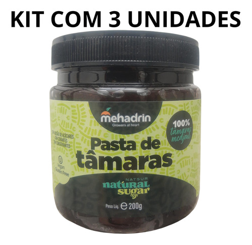 Pasta De Tamaras 100% Medjoul 0 Conservantes 200gr Kit Com 3