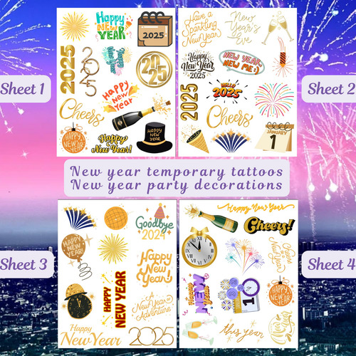 Tatuajes Temporales Vnxcrafties Feliz Celebración De Año Nue