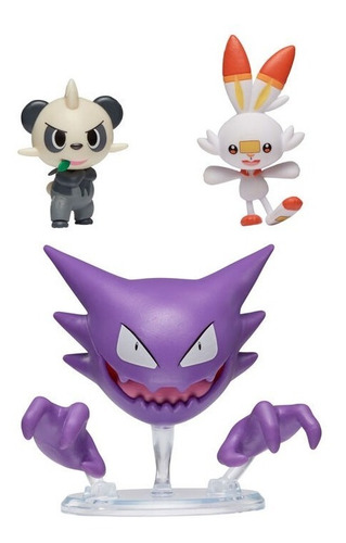 Imagem 2 de 3 de Pokémon Figure Pack 3 Haunter, Scorbunny E Pancham - Wct