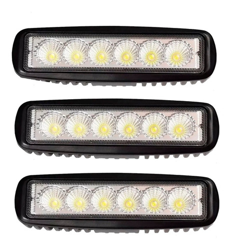 Kit 3 Faros Barra 6 Leds Luz Auxiliar Accesorio Camioneta 