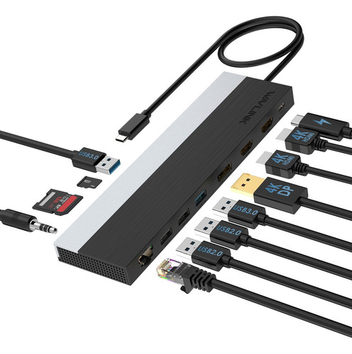 Hub Usb C 12-en-1 Wavlink 3.0 Docking Station 4k Hdmi Dp Pd