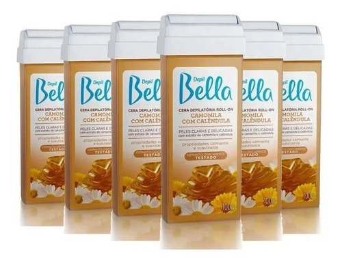 Kit 6 Cera Rolon Depilação Depil Bella Camomila Calêndula