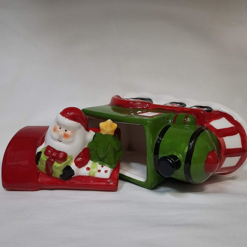 Imagem 7 de 9 de Pote Trem Do Papai Noel Enfeite De Natal Em Cerâmica