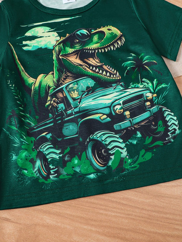 Set De 2 Unidades De Camiseta Con Estampado De Dinosaurios Y