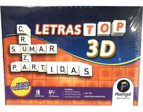 Juego De Mesa Letras Top 3d Plastigal Original Lelab 703