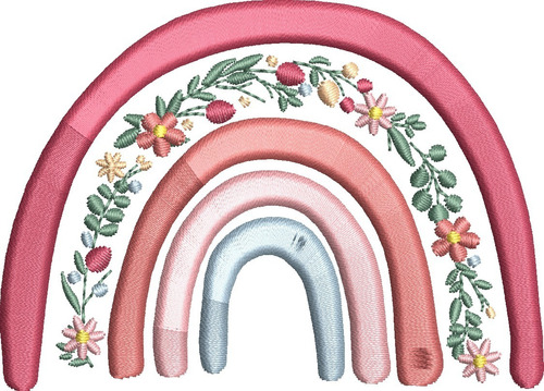 Matriz Para Maquina De Bordar: Arco Iris Con Flores