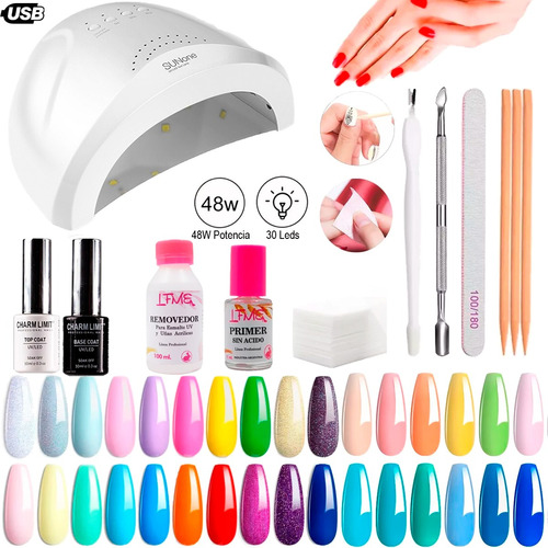 Kit Inicial X15u Cabina Led Uv 48w Gel Uñas Semipermanentes